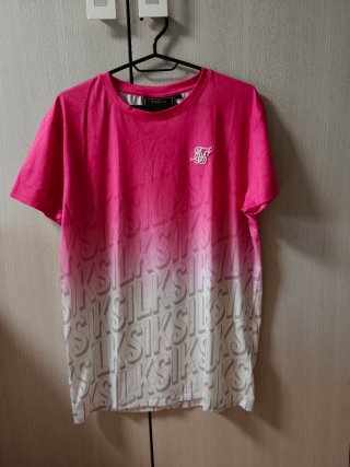 Camiseta SikSilk Hombre Rosa y Blanca
