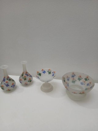 Set 3 Vasi Vintage Vetro Decorati Made in Italy