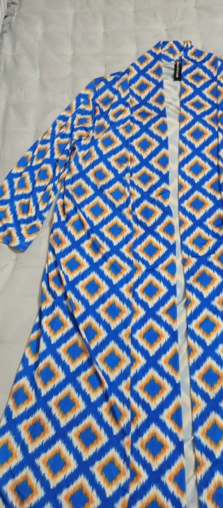 Kimono estampado azul y naranja