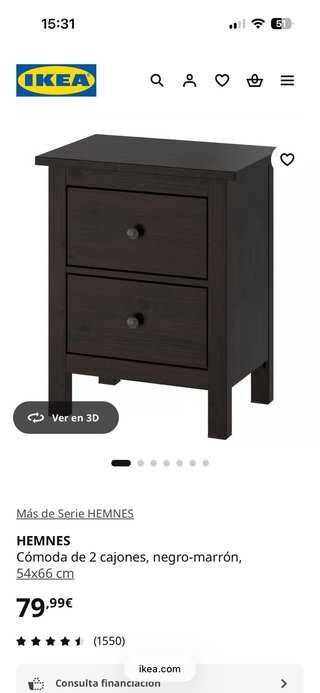 2 UNIDADES.Cómoda Mesita Ikea Hemnes 2 Cajones