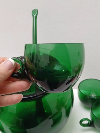 Set Punch Murano Vintage Vetro Verde