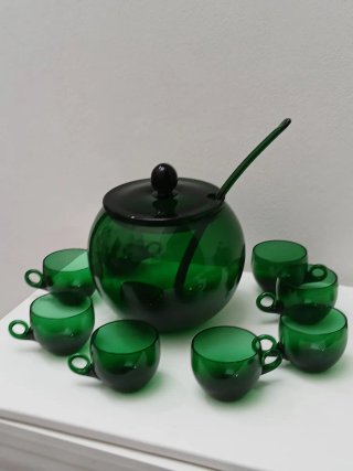 Set Punch Murano Vintage Vetro Verde