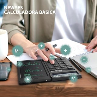 Calculadora portátil con pizarra borrable 2 en 1
