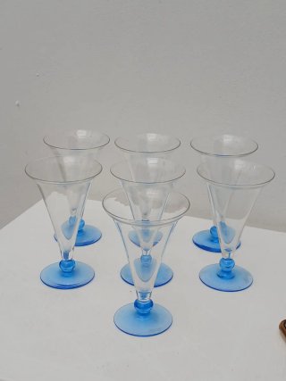 Set 6 Bicchieri Vintage Vetro Blu