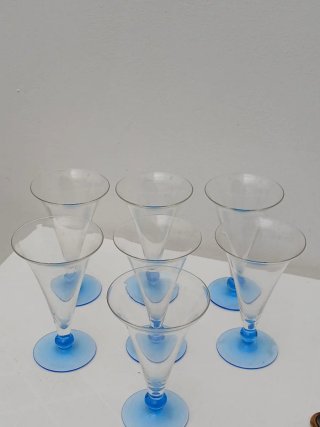 Set 6 Bicchieri Vintage Vetro Blu