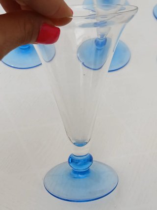 Set 6 Bicchieri Vintage Vetro Blu