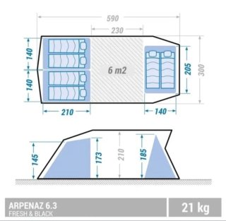 Tienda de campaña Arpenaz 6.3 F&B