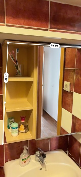 Armario baño con espejo madera y cristal
