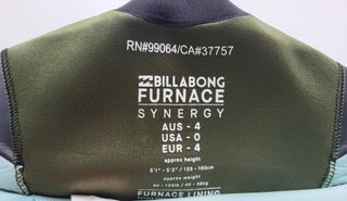 Neopreno Billabong Furnace Synergy XS