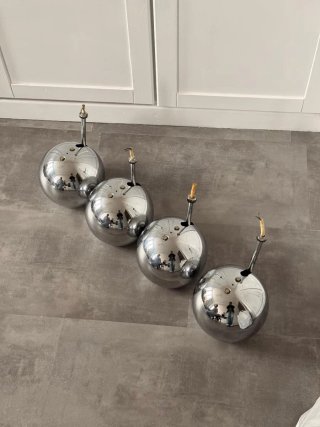 Set di quattro lampade vintage cromate Space age