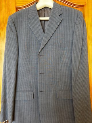 Traje de chaqueta pinstripe negro/marrón