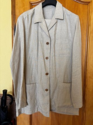 Traje de chaqueta pinstripe negro/marrón