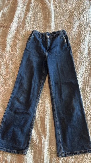 Pantaloni larghi vita alta jeans ragazza