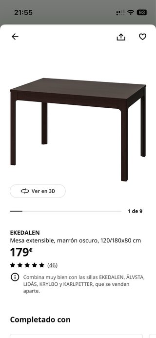 Mesa comedor y 4 sillas