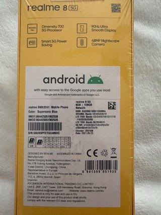 Móvil Realme 8 5G Amarillo Sin Abrir