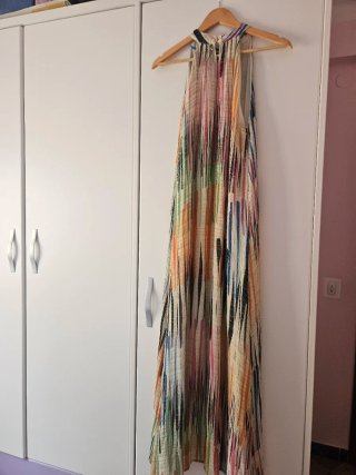 Vestido largo halter estampado