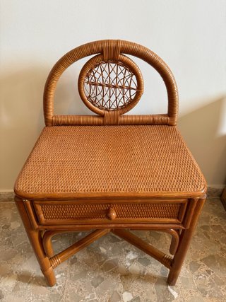 Cabezal cama 90 y mesita mimbre