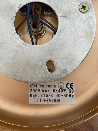 Lámpara Techo Dorada 5 Bombillas Cristal