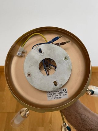 Lámpara Techo Dorada 5 Bombillas Cristal