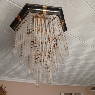 2 Lámparas Araña Cristal y Metal Doradas 50 y 30cm