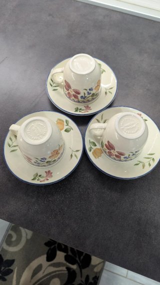 Set 3 Tazze Piattini Staffordshire Floreale