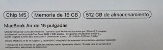 MacBook Air 15 2026 M5 16GB 512GB Medianoche