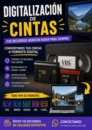 Digitalización de cintas vhs minidv, video8, dvd.