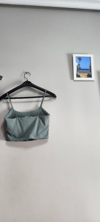 Top Pull&Bear Talla Única Verde Algodón
