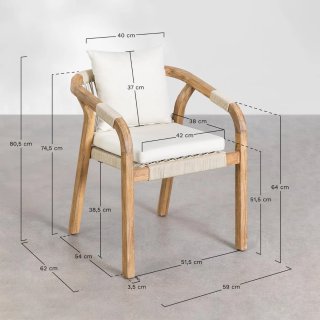 Pack 2 Sillas Comedor Reposabrazos Madera Acacia