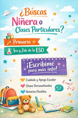 Ofrezco servicio de niñera y clases particulares.