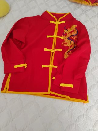 Traje chino T/110cm rojo con dragón