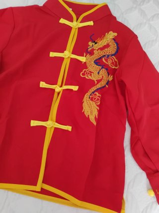 Traje chino T/110cm rojo con dragón