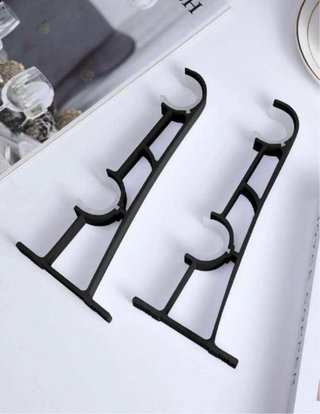 2 Soportes Dobles Barra Cortina Negro Blanco