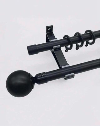 2 Soportes Dobles Barra Cortina Negro Blanco