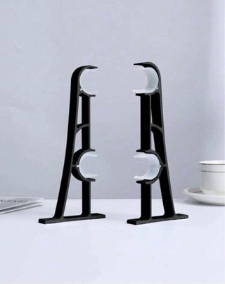 2 Soportes Dobles Barra Cortina Negro Blanco