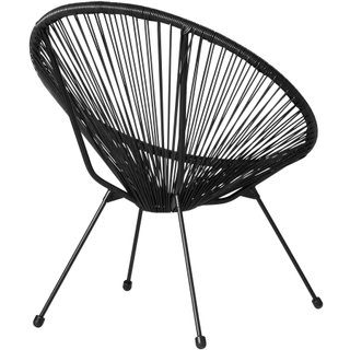 2 sillas de jardín diseño retro, estilo acapulco 70.5x69x78 cm negro