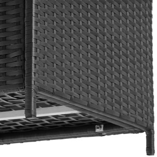 Baúl de jardín de ratán sintético con ruedas 117x54x64 cm negro