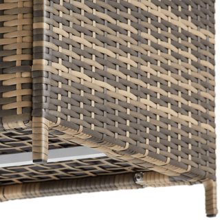 Baúl de jardín de ratán sintético con ruedas 117x54x64 cm natural