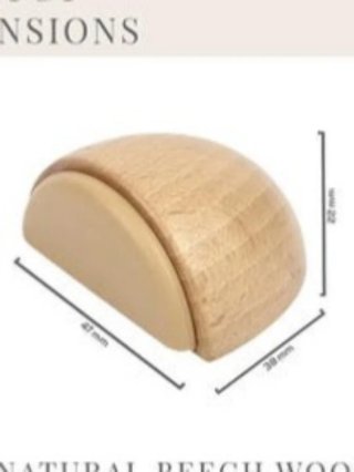 Tope de puerta madera haya semiesfera. Adhesivo