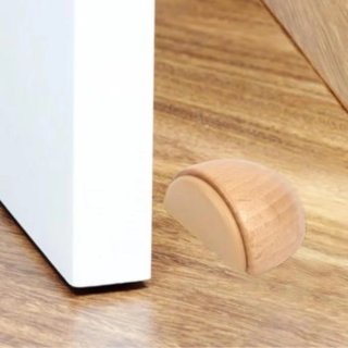 Tope de puerta madera haya semiesfera. Adhesivo