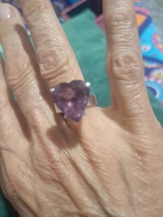 Anillo Plata y Amatista Corazón