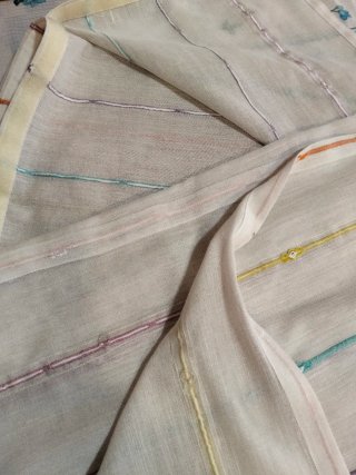 2 Tende Beige con Strisce Colorate