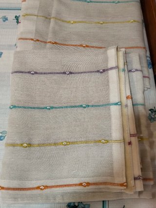 2 Tende Beige con Strisce Colorate