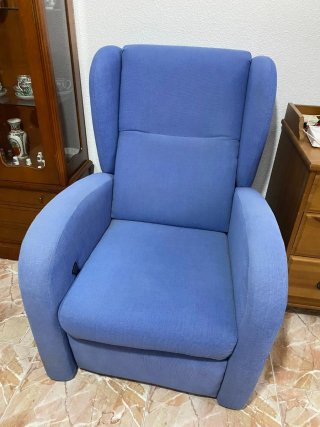Sofá relax reclinable azul tela