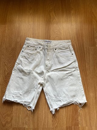 Pull&Bear Shorts Vaqueros Blancos Talla M