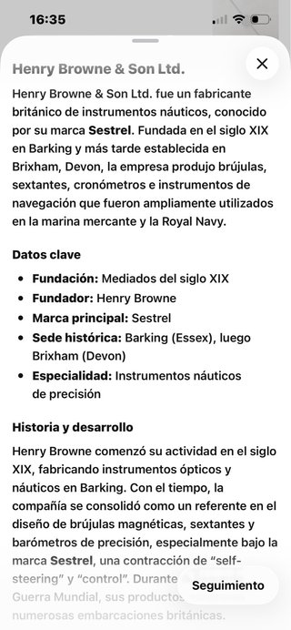 Reloj Mamparo Barco Sestrel Henry Browne & Son Lt