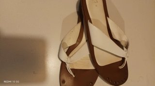 Sandálias Zara Pele Branca e Castanha Tam 35