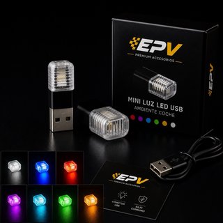 Mini Luz LED USB Coche Ambiente Interior RGB | EPV