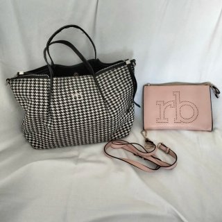 Borsa e pochette fantasia pied-de-poule