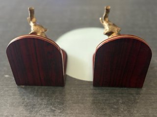 Supporti per libri vintage in ottone massiccio con elefanti